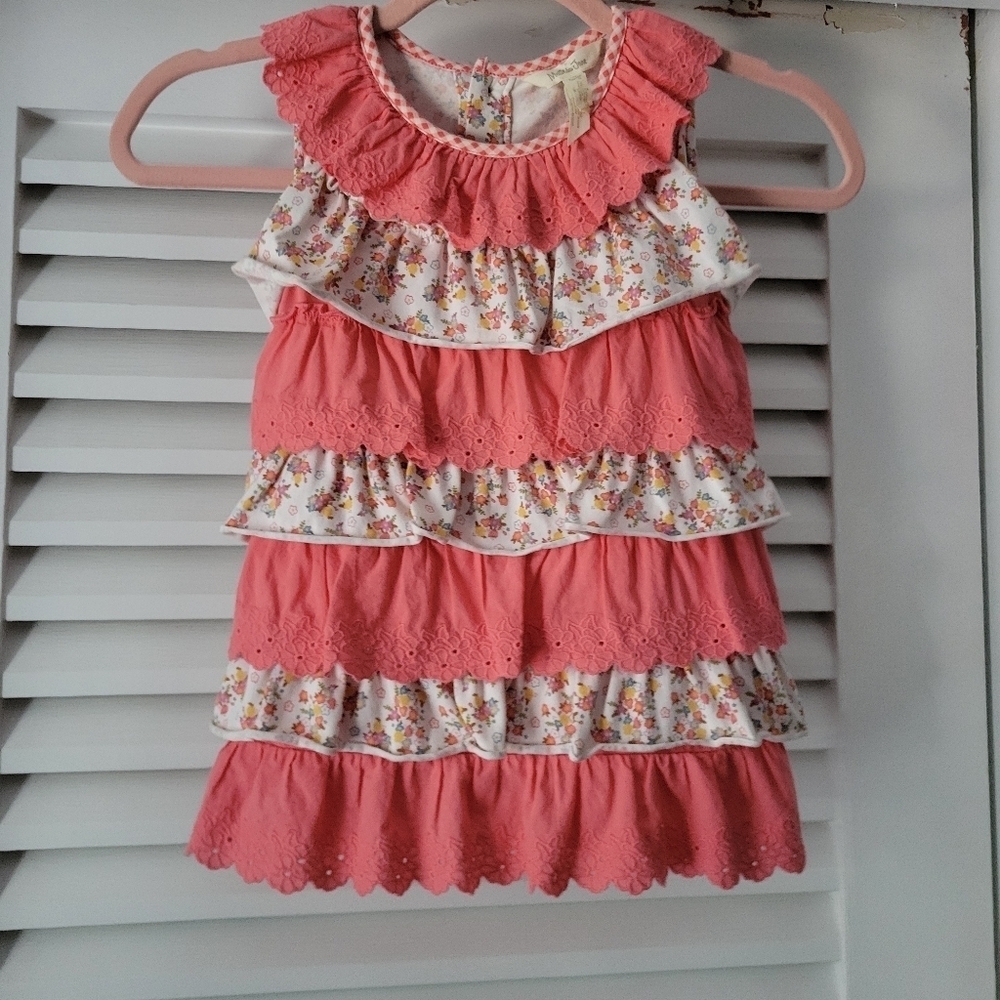 Matilda Jane Eyelet Floral Tiered Ruffle Girls Dress.
